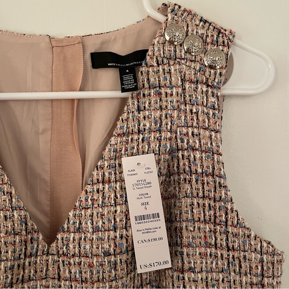 Pink/Nude/Multi Tweed Shift Dress from White House Black Market - Picture 7 of 7